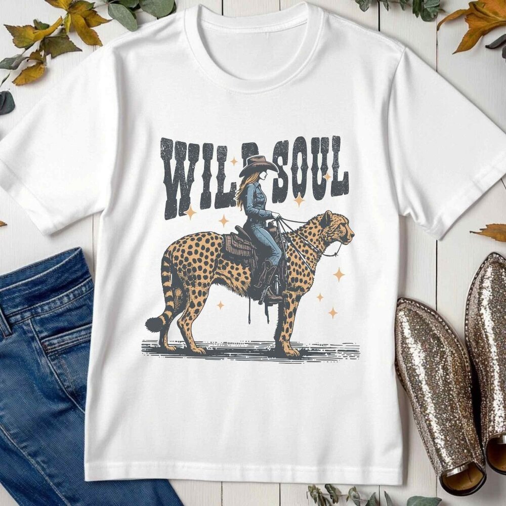Vintage Cowgirl Style White Graphic Tee